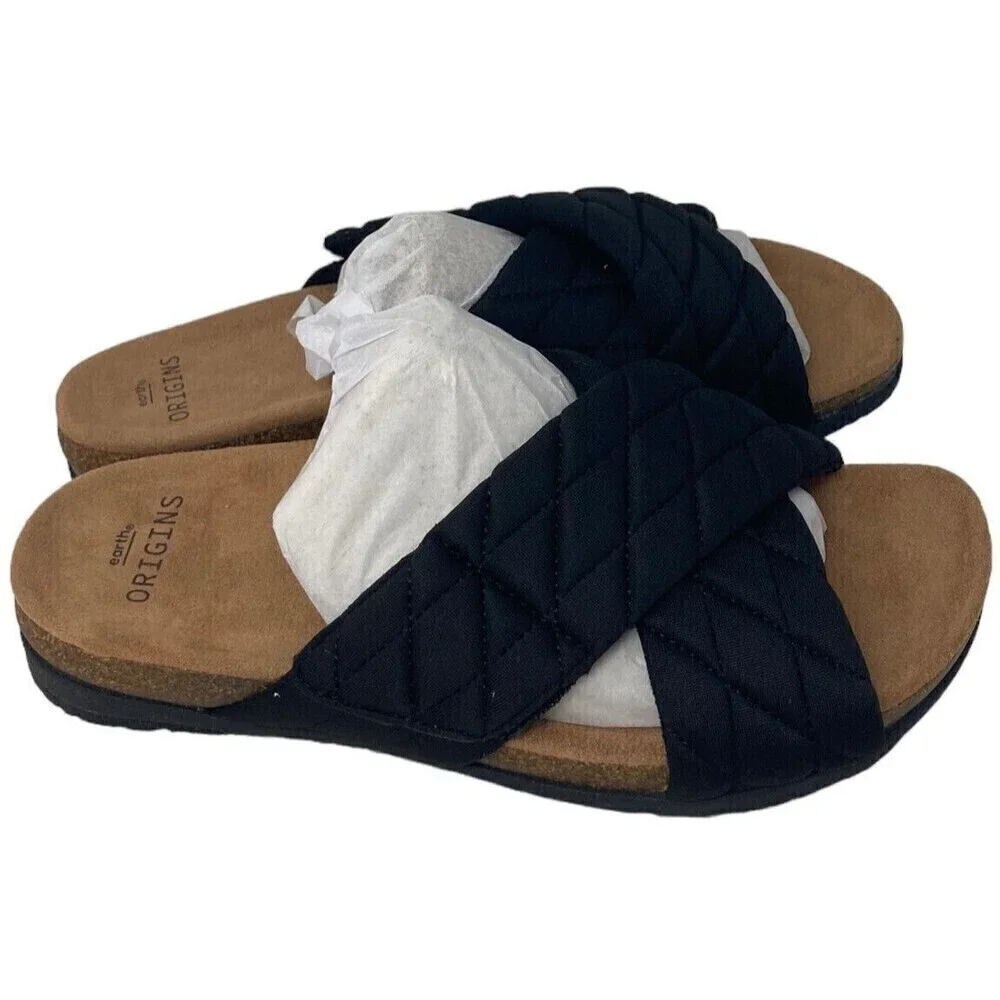 Earth Origins Oceana Size 6 Wide Women's Casual Sandal Black